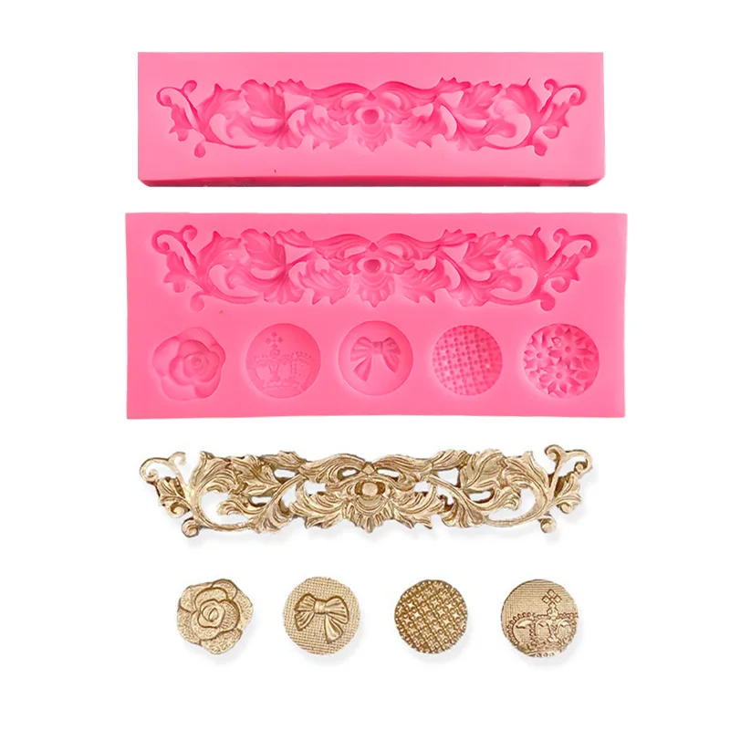 Flower Vine Relief Silicone Mold Fondant Cake Border Decorating Sugarcraf Chocolate Clay Gumpaste Cupcake Baking Tool