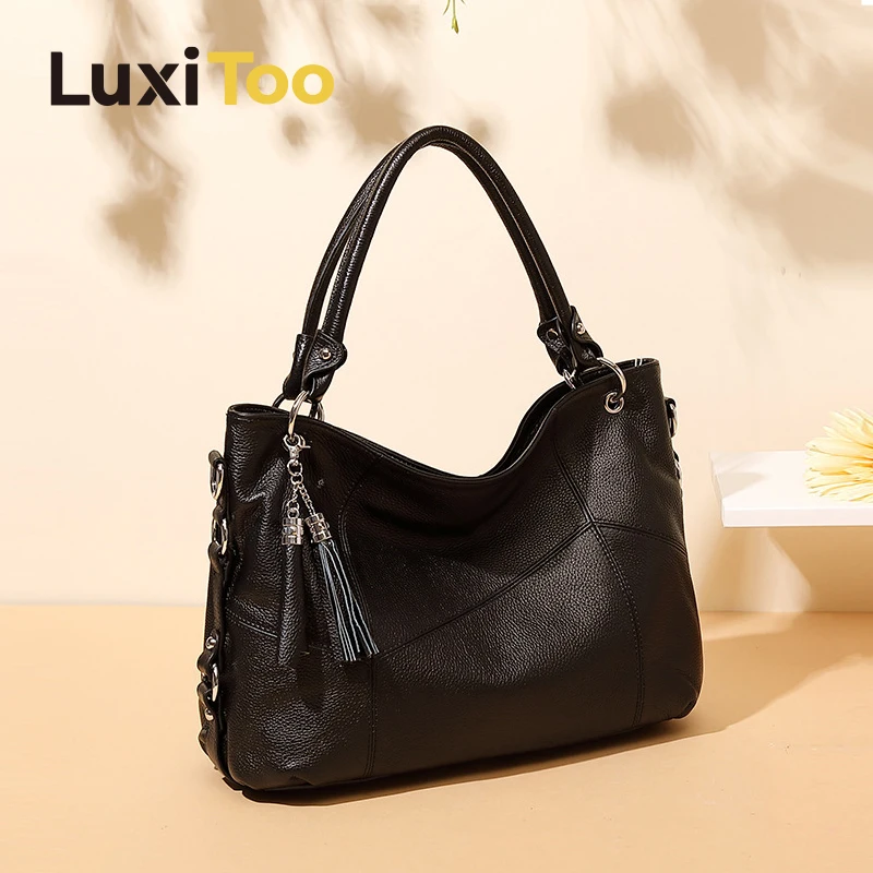 Casual Tote Women Handbags Genuine Leather Hand Bags Fashion Tote Bags Work Shoulder Bag High Quality Crossbody Bag Lady Totes