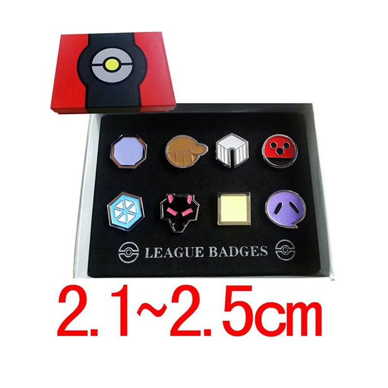 

Pokemen Johto 8 Metal League Badge Pin Pip Gen 2 Cosplay Prop Collection Set 8*badges+Box 12*16*3cm