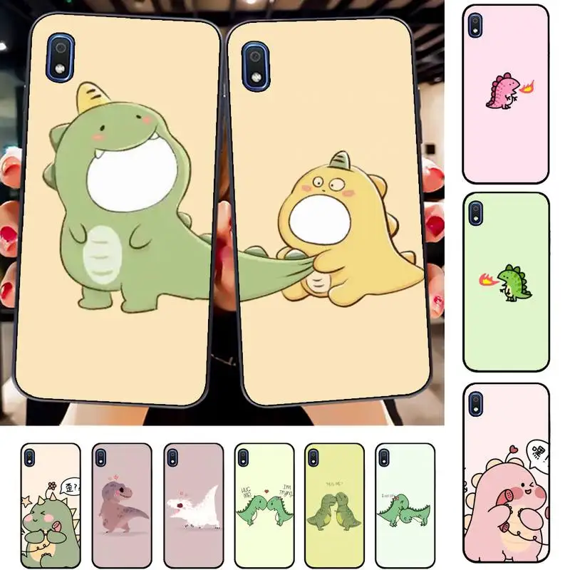 

FHNBLJ Cute Cartoon Dinosaur Couple Phone Case for Samsung A51 01 50 71 21S 70 31 40 30 10 20 S E 11 91 A7 A8 2018