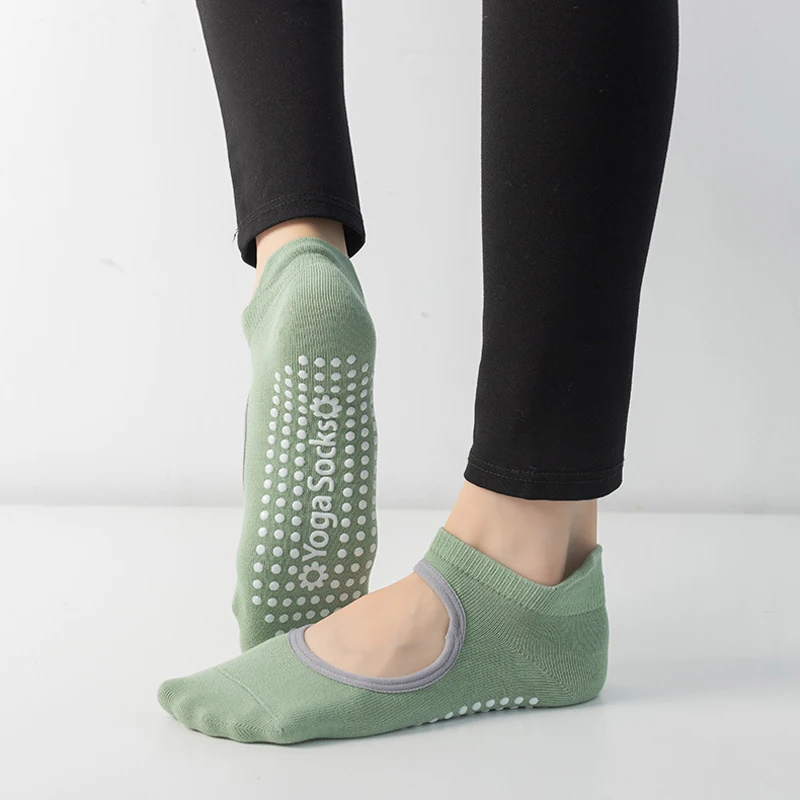 

New Backless Women Pilates Sock Anti-Slip Breathable Cotton Yoga Socks Fitness Ladies Ballet Dance Slippers Sports Socks for Gym