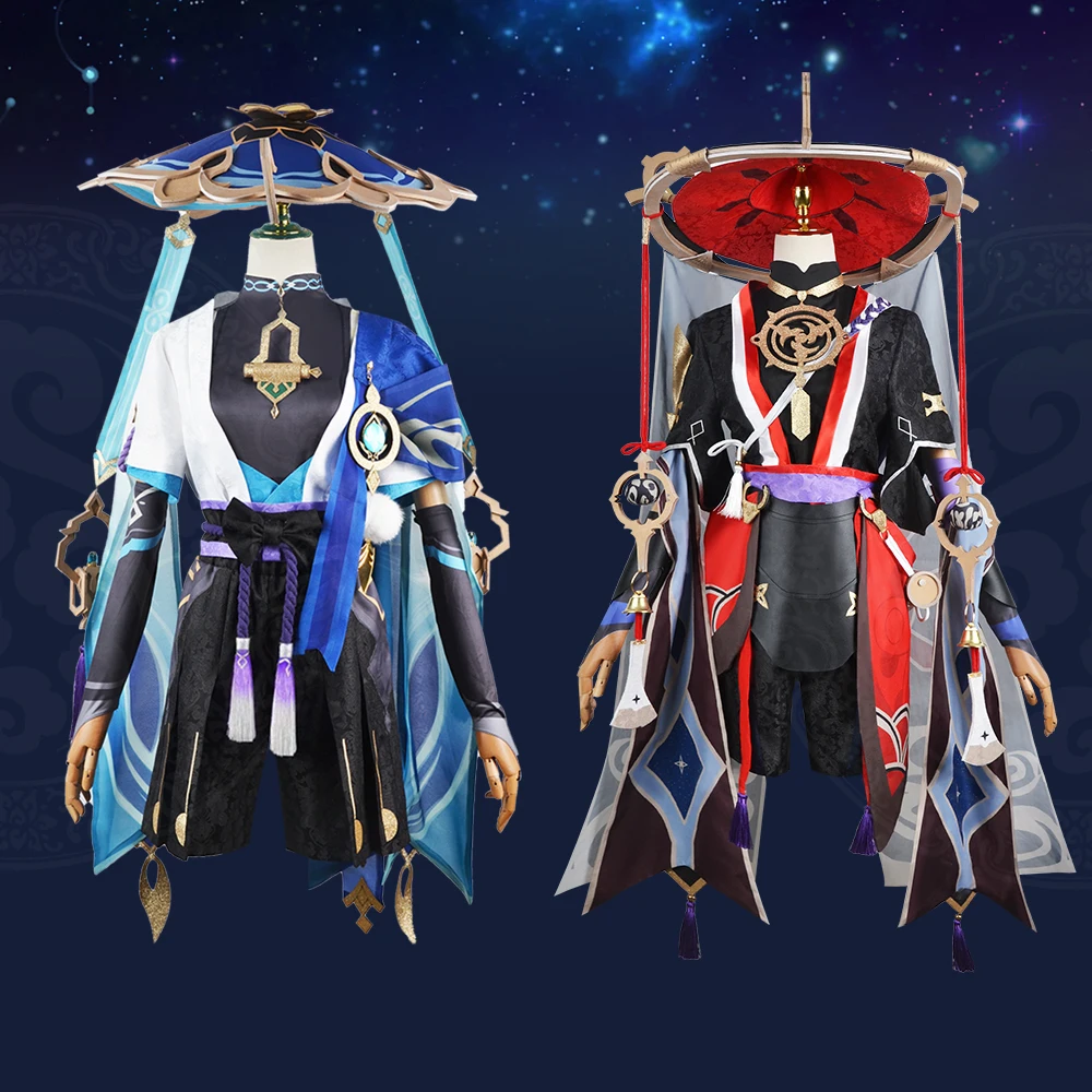 

Scaramouche Cosplay Genshin Impact Costume Wig Hat Full Set Anime Halloween Genshin Cosplay Wanderer Costume Uniform for Men