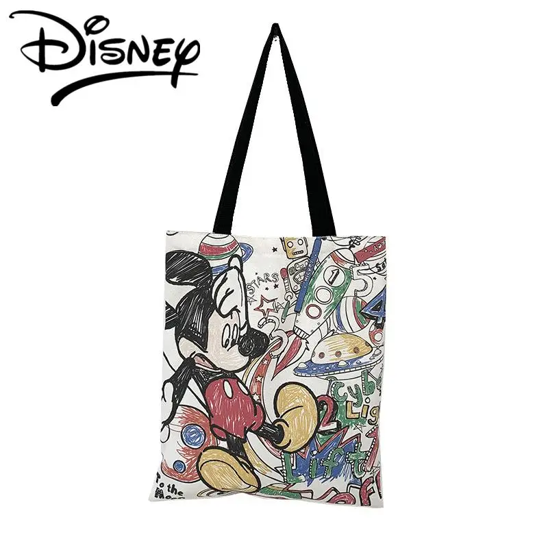 

Disney Mickey Canvas Bag Women's Single Shoulder Ins Cartoon Cute Ins Printing Trend Fashion Student Canvas Female Bag