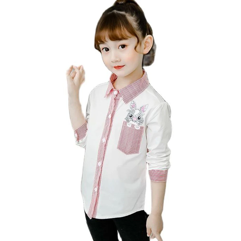 

Blouses For Girls Cartoon Cat Girls T Shirts Spring Autumn Shirts For Girls Casual Style Children Clothing Girl 6 8 10 12 14