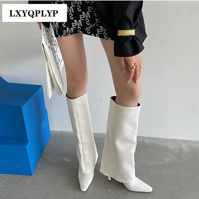 

Stiletto Square Head Leather Retro Trend European and American Nightclub Street Party New Four Seasons Women's Boots