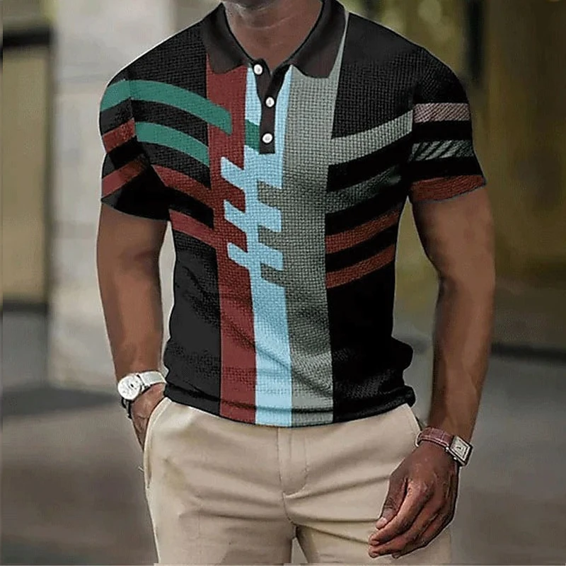 

Рубашка-поло мужская с коротким рукавом, свободная футболка с отложным воротником на пуговицах, с винтажным принтом, уличная одежда, летняя одежда для отдыха