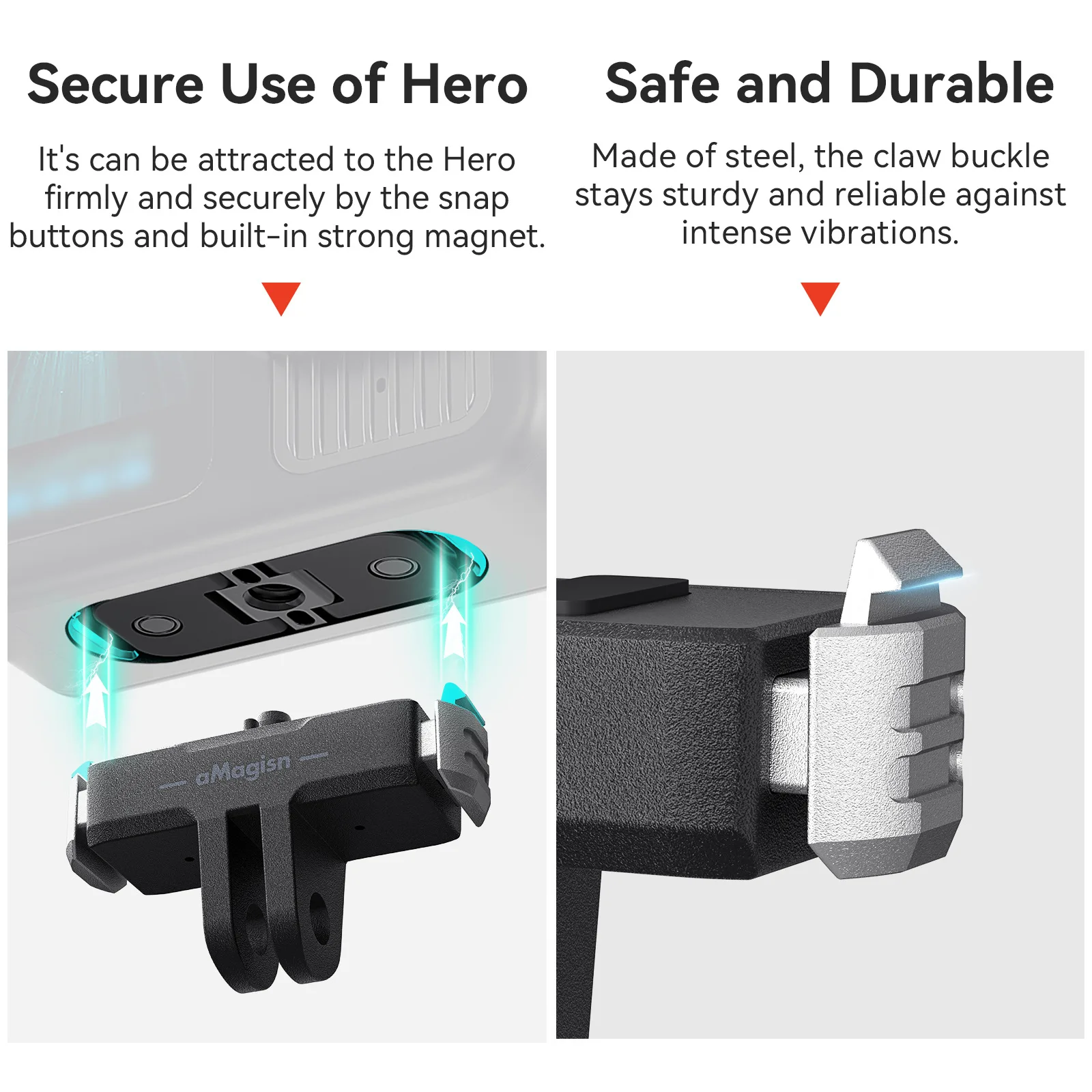 Магнитное быстросъемное крепление aMagisn для GoPro 13 Hero 13 с пластиковым адаптером с 2 зубцами для аксессуаров Gopro Hero 13 (art.: 3920d345fd179) - 3920d345fd179