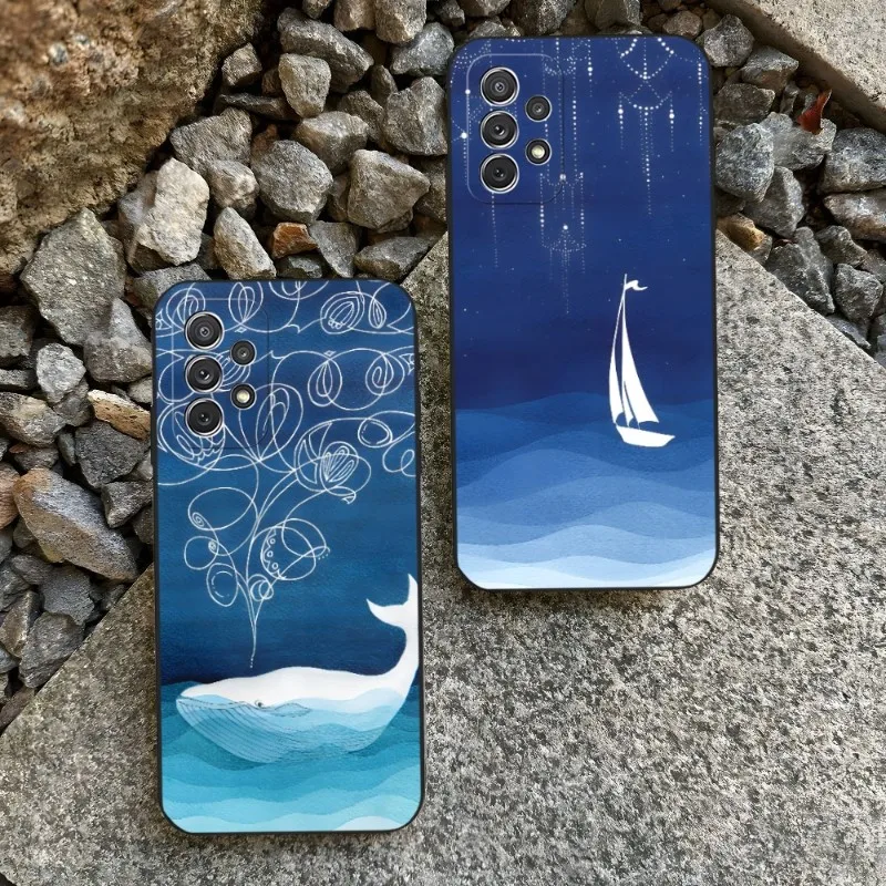 

Fairy Tale The Sea Phone Case For Sumsung S23 S22 S21 Plus Ultra A13 A23 A33 A53 A52 A51 A22 A30 A32 A50 Black Soft Cover