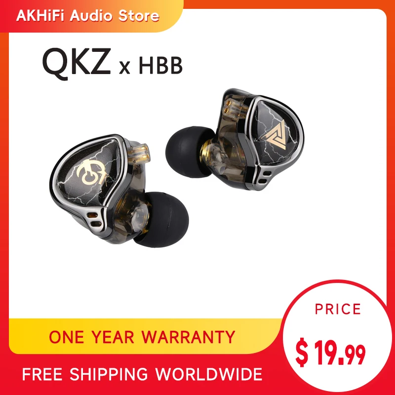 QKZ x HBB 10 мм диафрагма с титановым покрытием HiFi наушники-вкладыши для монитора с полуоткрытой полостью CNC Лицевая панель из алюминиевого сплава