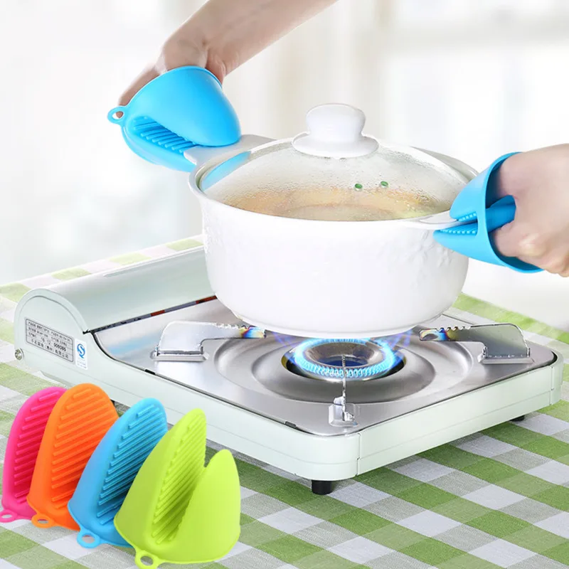 

Insulated Mini Two-finger Hand Jacket For Baking Ovens Thickened Silicone Bowl Clips Kitchen Bowl Holder Thermal Silicone Clip