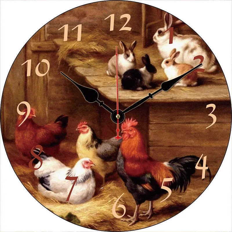 Настенные часы на ферму куриный кролик кухонные круглые большие декоративные