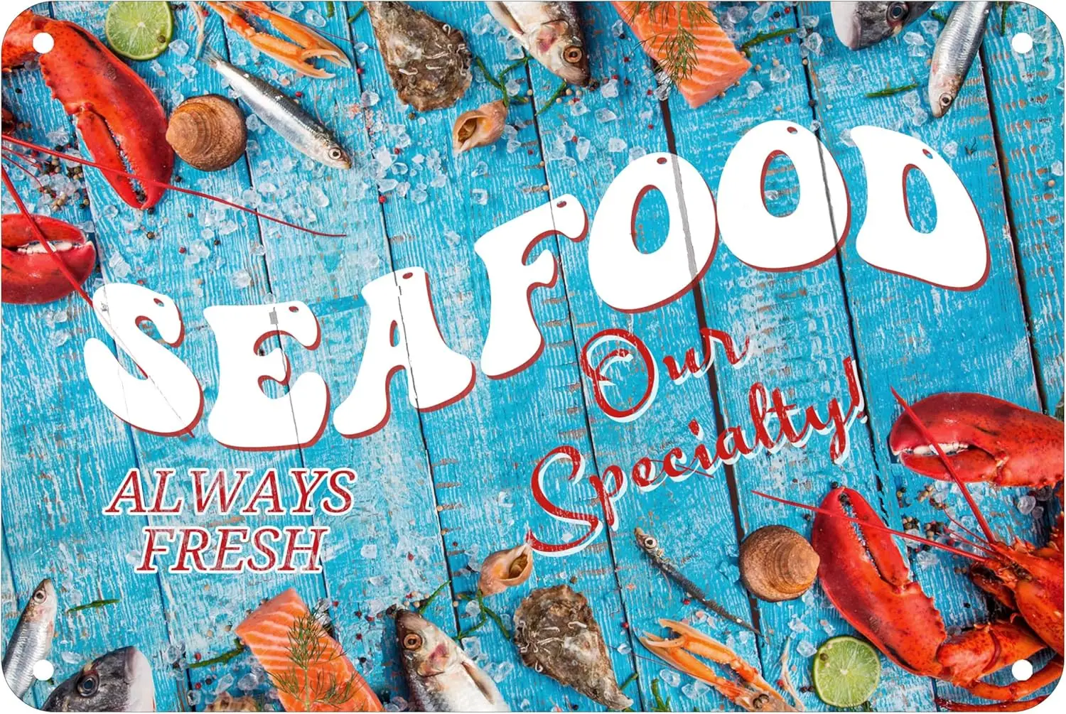 Metl Tn Sgn Vntge Look Resturnt Sefood Shop Decorton Summer Bech Crfts для дома Ktchen Frm Br Pub Funny Wll Decor 8 X 12 nch