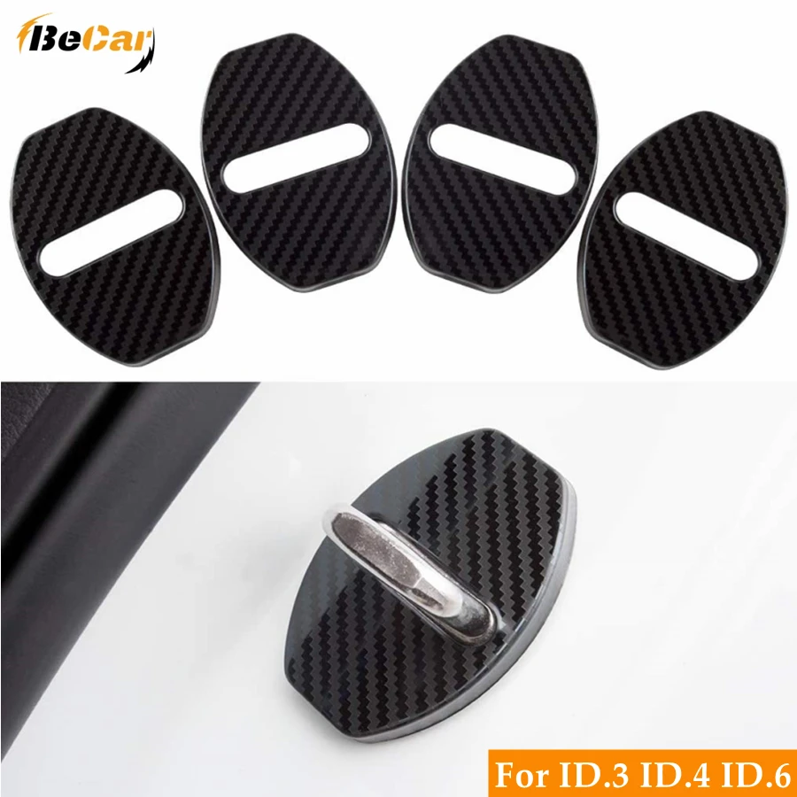 

For VW ID.3 ID.4 ID.6 2020-2022 4 Packs Stainless Steel Car Door Lock Latches Cover Protector ID4 ID3 Replacement Accessories