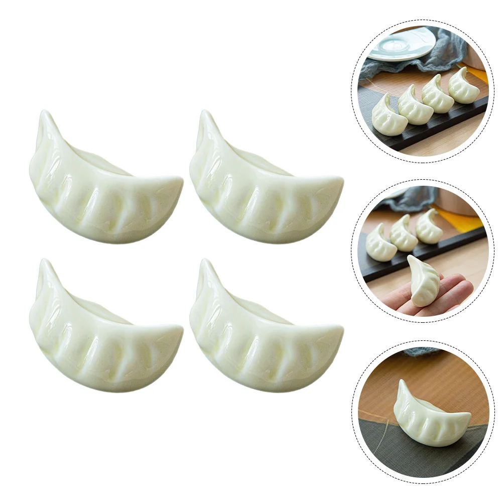 4Pcs Ceramic Chopsticks Rests Home Decorative Rests Chopsticks Storage Holders (White)