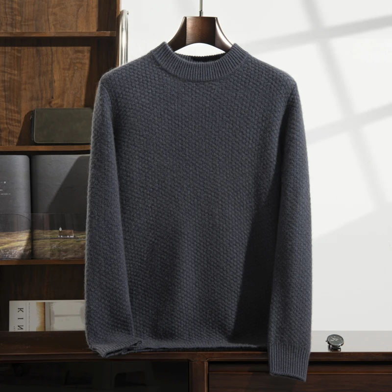 Зимний утепленный свитер из 100% чистого кашемира мужской вязаный пуловер с