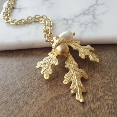 coconal винтажное ожерелье с подвеской из дубового листа и желудя