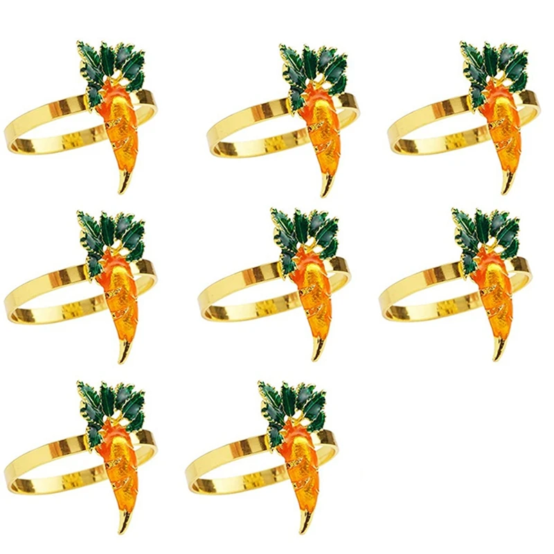 

Napkin Rings Carrot Napkin Ring Holders for Dining Table Set of 8 Metal Dinner Tables Setting Decor for Easter Party