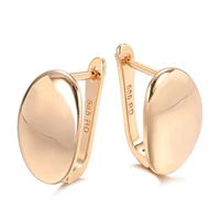grier geometric glossy dangle girls earrings 585 rose gold simple oval earrings for women fine jewelry to gifts wholesale