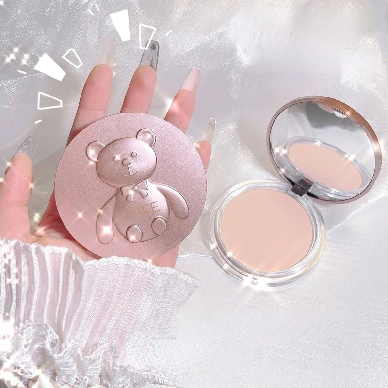 

New Bear Concealer Powder Pressed Powder Face Foundation Brighten Matte Oil Control Female Cosmetic Cute Makeup Palette