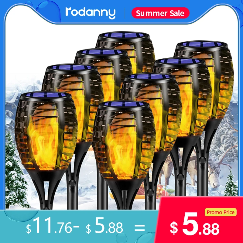 

Rodanny LED Solar Flame Lamp Outdoor Light Garden Courtyard Decor IP65 Waterproof Flickering