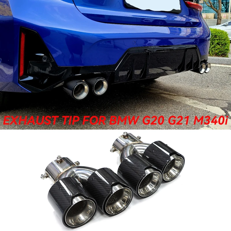 Наконечник для выхлопной трубы из углеродного волокна 2019 2020 2021 2022 + BMW G20 G21 M340i