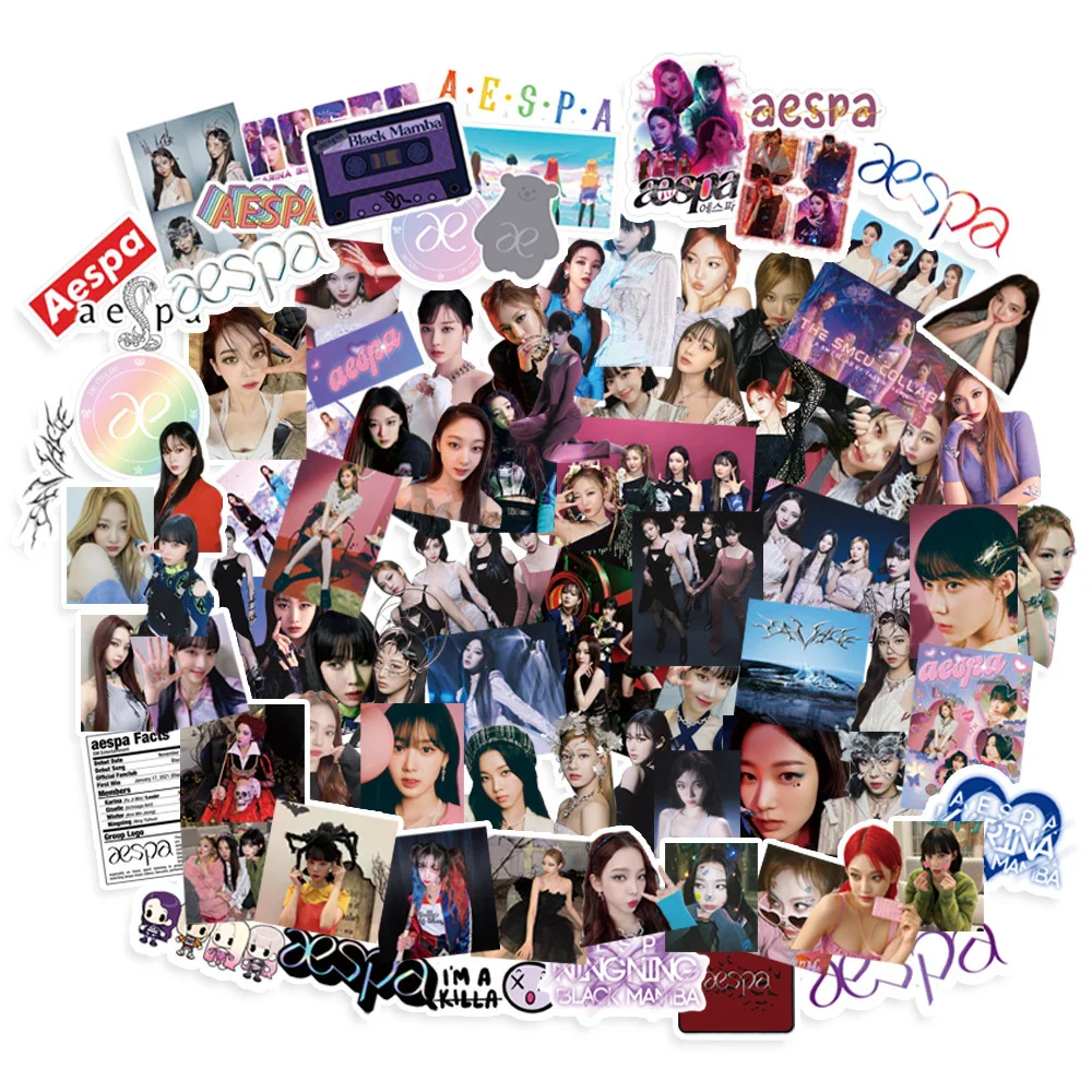 

Альбом Kpop Aespa, наклейки с персонажами, высокое качество, HD фото, наклейки, веер, подарок, блокнот, шт./компл. Liu Zhimin