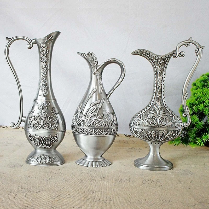 Vintage Metal Vase Decorative Flower Vase Antique Art Craft Hotel Decor for Home Living Room Office Decoration Gift