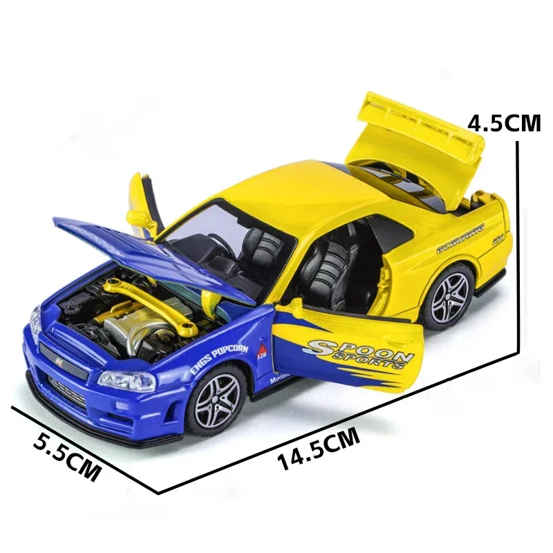 Модель спортивного автомобиля 1:32 Nissan Ares Skyline GTR R34 из сплава модель машины форсаж