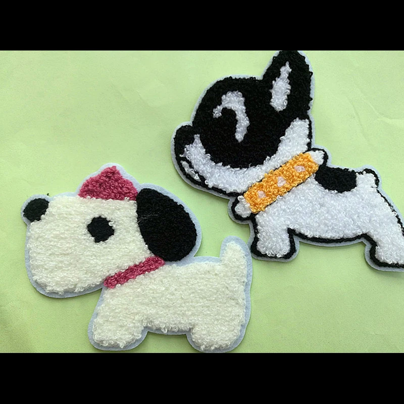 

Anime patch Cartoon cloth sticker puppy Bulldog Print Embroidery Hook & Loop Badge