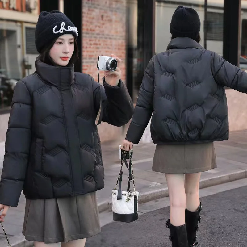 Женский пуховик с хлопковой подкладкой однотонный свободный в Корейском стиле