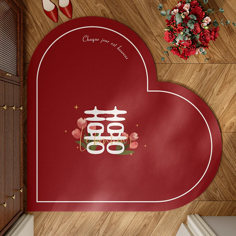 

Heart-Shaped Red Rug Living Room Hallway Entrance Doormat Wedding Decoration Carpet Girls And Bedroom Cloakroom Floor Mat