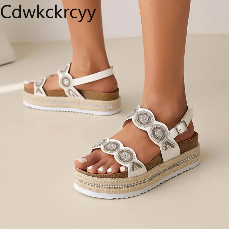 

Летние Новые Модные женские сандалии с рисунком на высоком каблуке женские сандалии для отдыха с открытым носком на толстой подошве Студен...