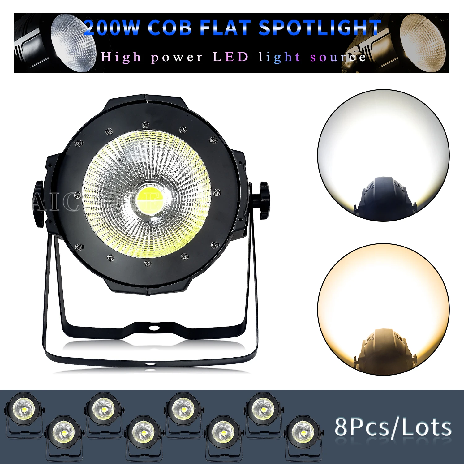 

8Pcs/Lots 200W COB High Power Aluminum Housing Cool White Warm White Spotlight DMX Control For Concert DJ Stage Lighting