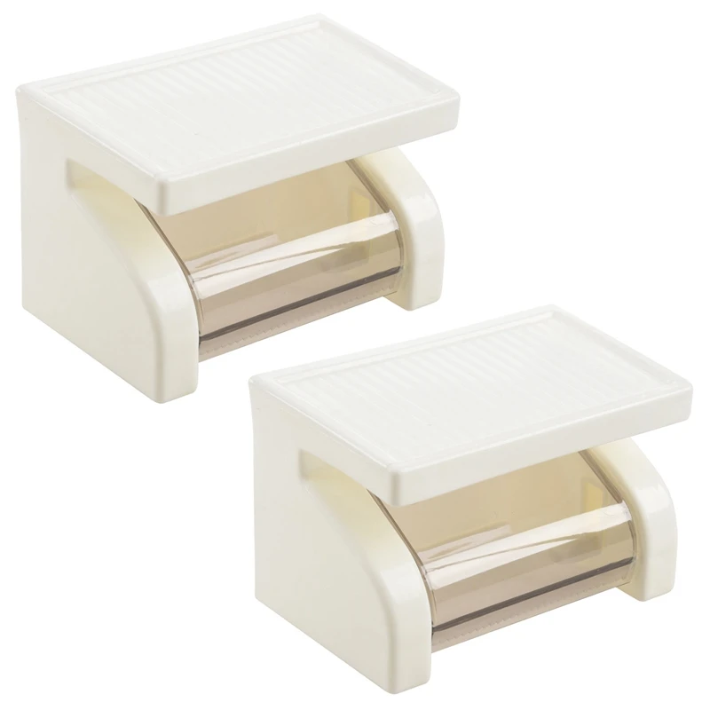 

2X Waterproof Toilet Paper Holder Tissue Roll Stand Box with Shelf Rack Bathroom