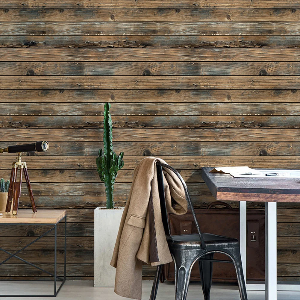 

Fashionable Realistic Durable Waterproof Wood Plank Wallpaper 3D Wood Grain Wood Panel Wallperper