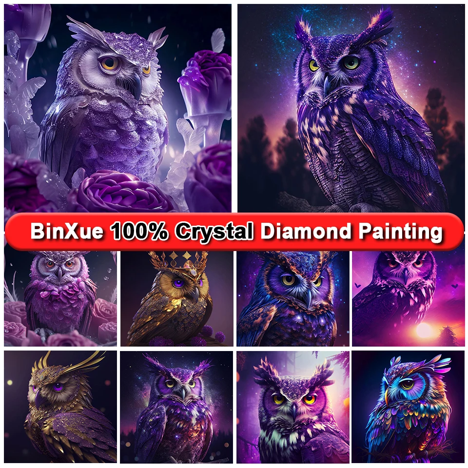 

Набор для рисования стразами BinXue, 100% кристаллов, красочное звездное небо, животное, корона, искусство, мозаика ручной работы, подарок