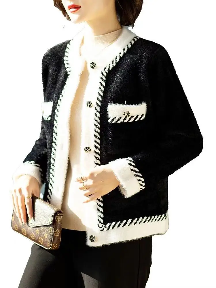 QWEEK Old Moneys французский винтажный ретро кардиган женский трикотаж модный шикарный