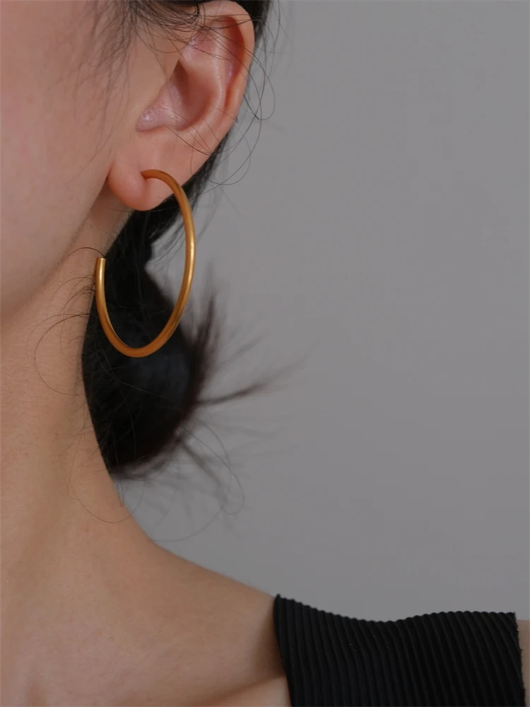 Thin Earrings Minimalist Retro Gold Big Ring Cold Sle Silver Needle Europea...