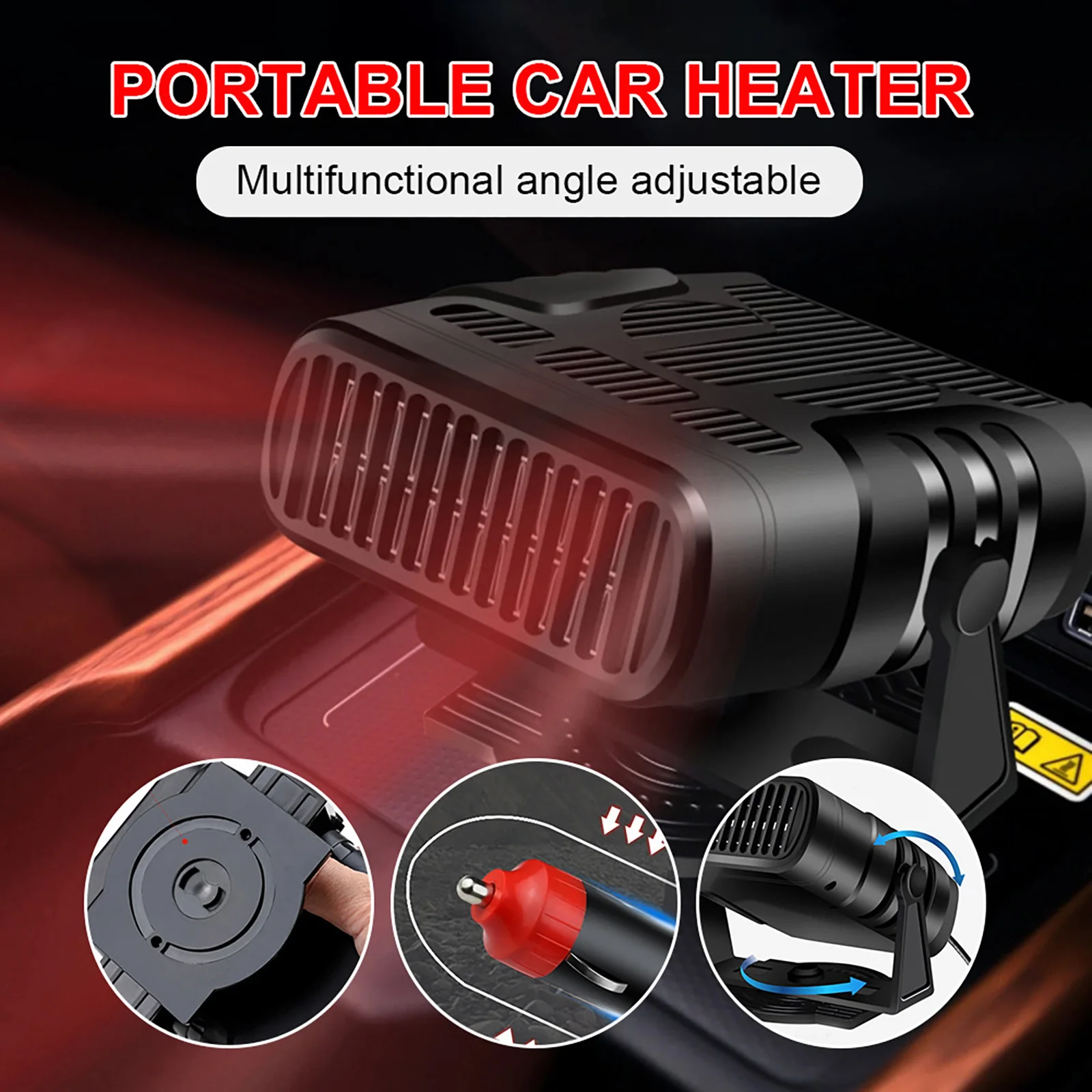 

2 in 1 Car Heater Defroster Demister Automobile Windscreen Windshield Fan Heating Cooling Fan Plug in Cigarette Lighter 12/24V