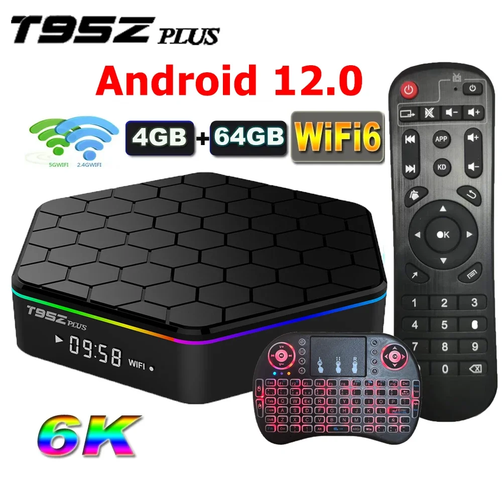 

T95Z PLUS Android Smart Tv Box Android 12 Allwinner H618 2/4GB RAM 32/64GB ROM BT Wifi6 2.4G/5G Wifi HDR 6K Media Player for tv