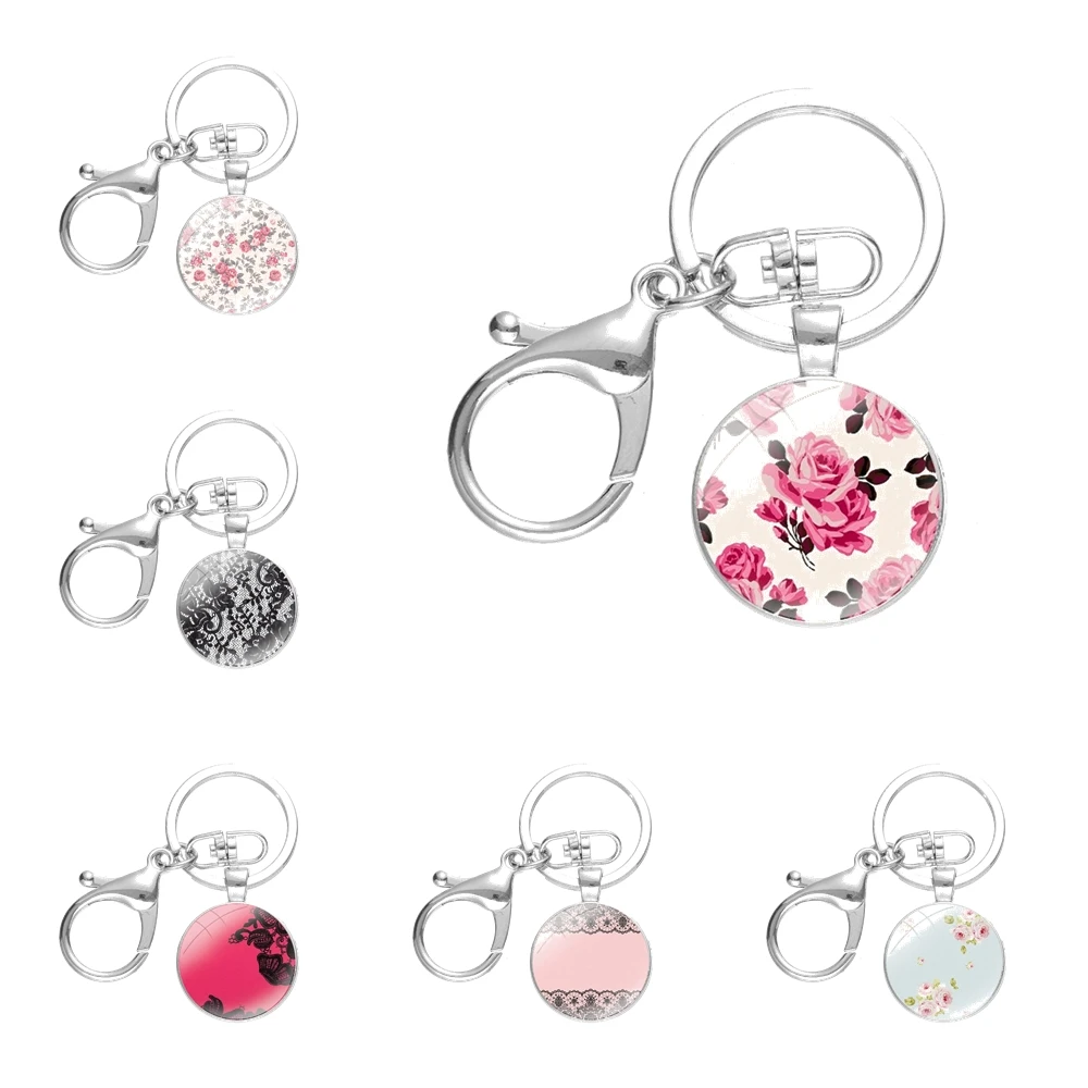 

Кружевные и цветочные модные дизайнерские Мультяшные подарочные брелоки ручной работы стеклянный кабошон сплавы брелоки подвески автомобильные брелоки безделушки