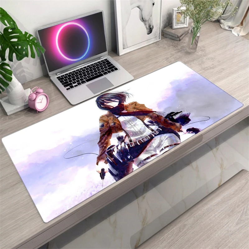 

90x40cm Attack on Titan Anime Large Lock Edge Mouse Pad Computer Mousepad XXL Gaming Padmouse Gamer Laptop Keyboard Mouse Mats