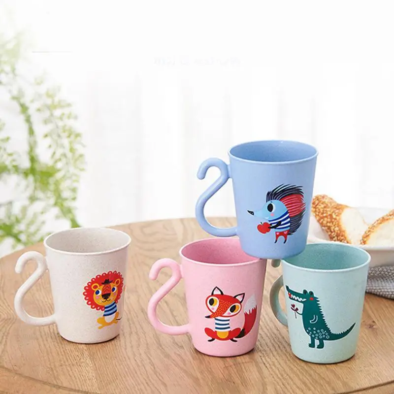 

New Toothbrush Cup Cartoon Cute Gargle Bottle Environmentally Friendly Wheat Straw Small Animal Water Cup Bathroom Products