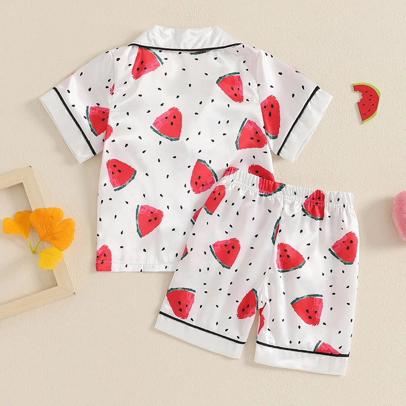 Детский летний пижамный комплект из 2 предметов для девочек рубашка с короткими