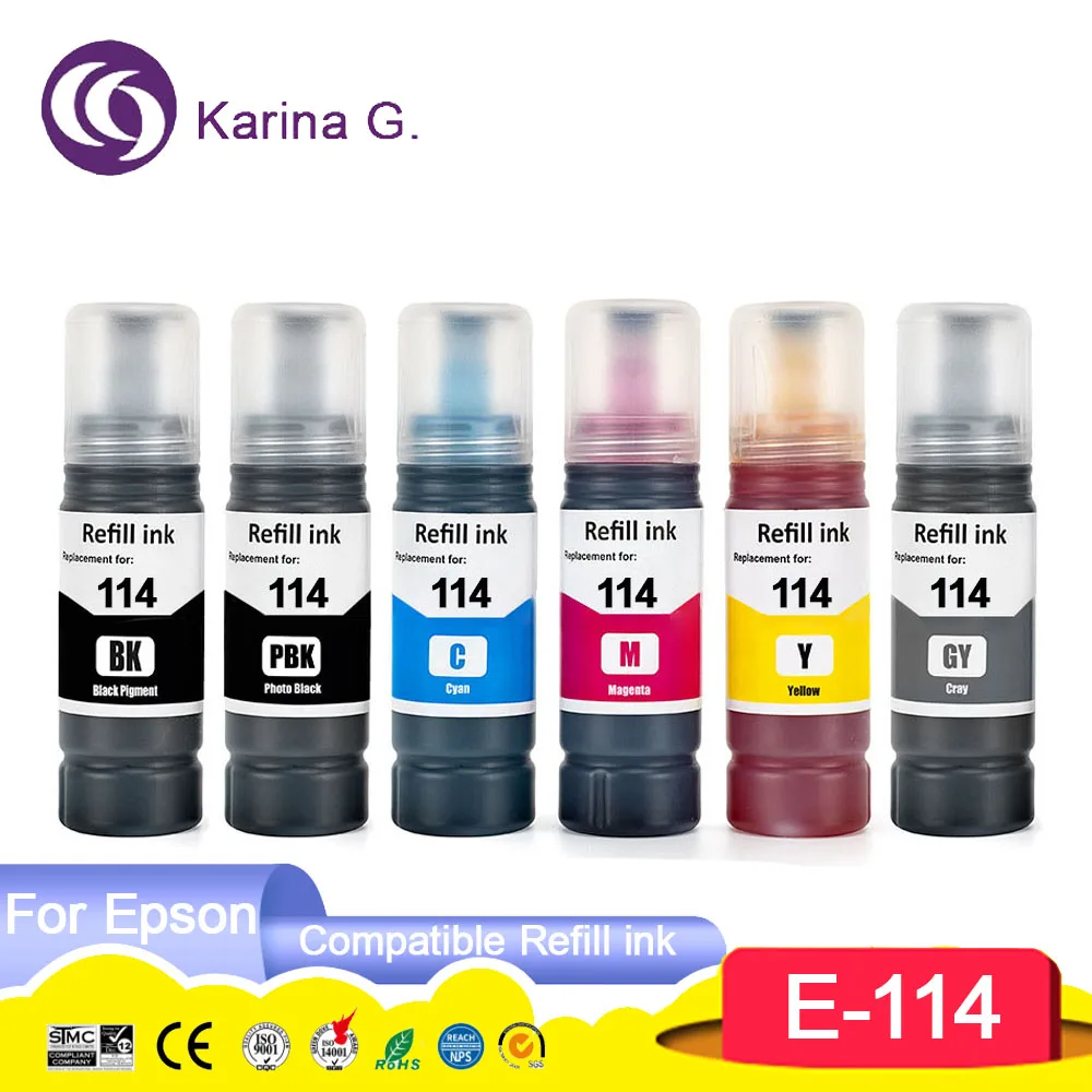 T114 114 ink Eco tank ink Compatible Color Water Based Bottle Refill Bulk Ink T114 for Epson Ecotank ET-8500 ET-8550 etc.