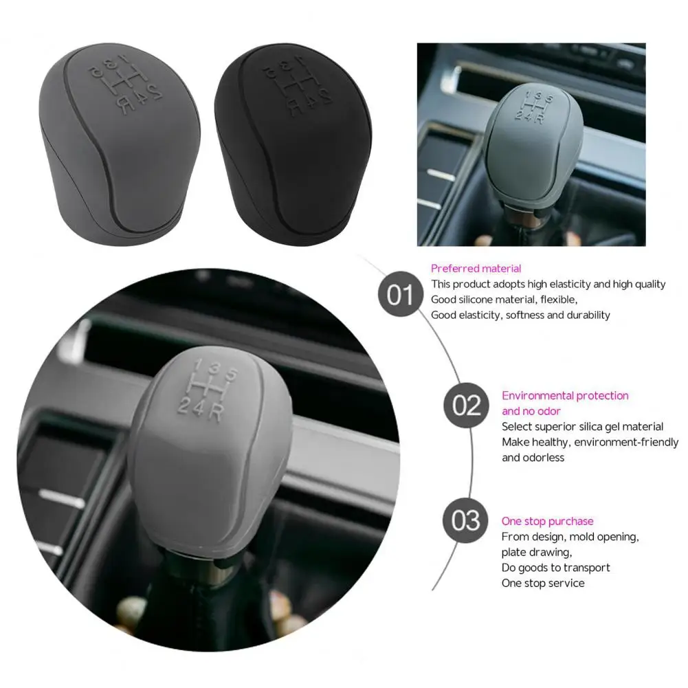 

Gear Rod Cover Eco-friendly Colorfast Universal Silicon Car Gear Shift Knob Cover Easy to Clean Brake Handle Cover