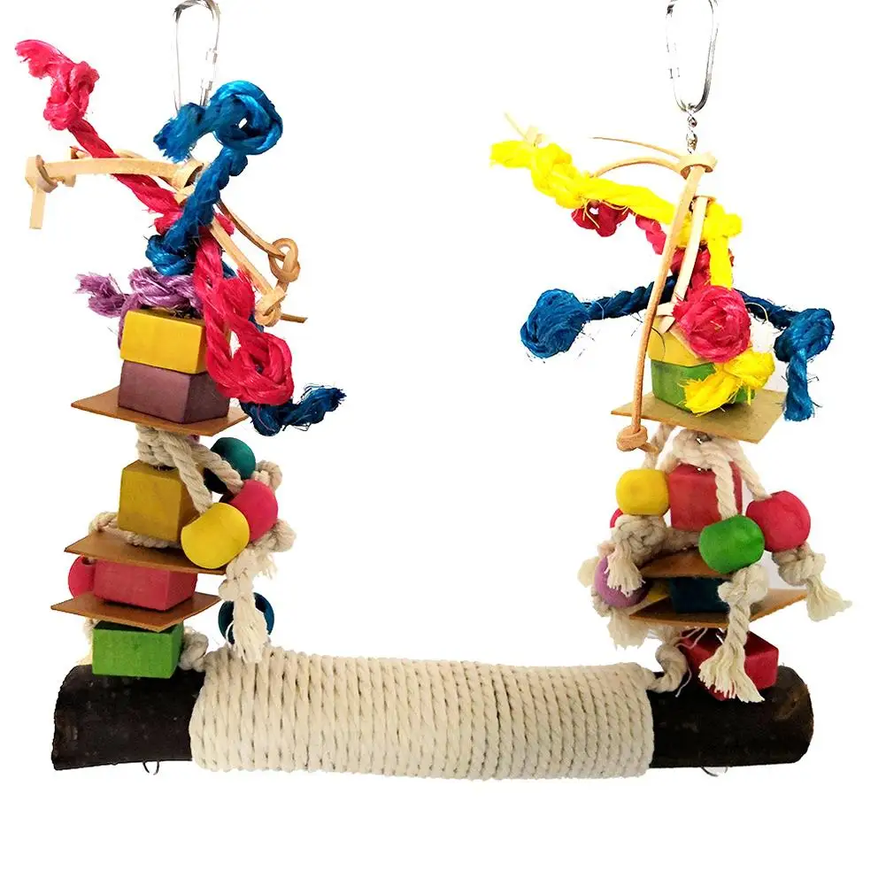 

Bird Parrot Toys Swing Hanging Bird Cage Accessories Toy Perch Chewing Toys for Parakeets Cockatiels Lovebirds Conures Budgie