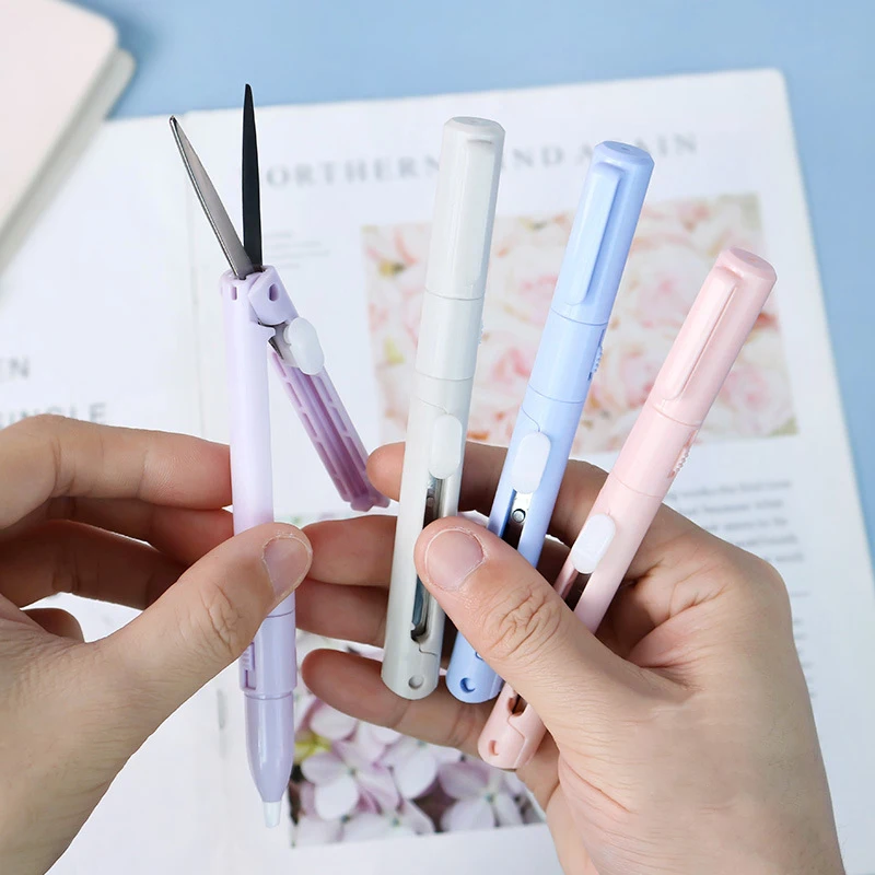 

2 In 1 Foldable Scissors Utility Knife DIY Scrapbooking Paper Cutter Student Art Cutting Tools Kawaii Stationery Office Supplies