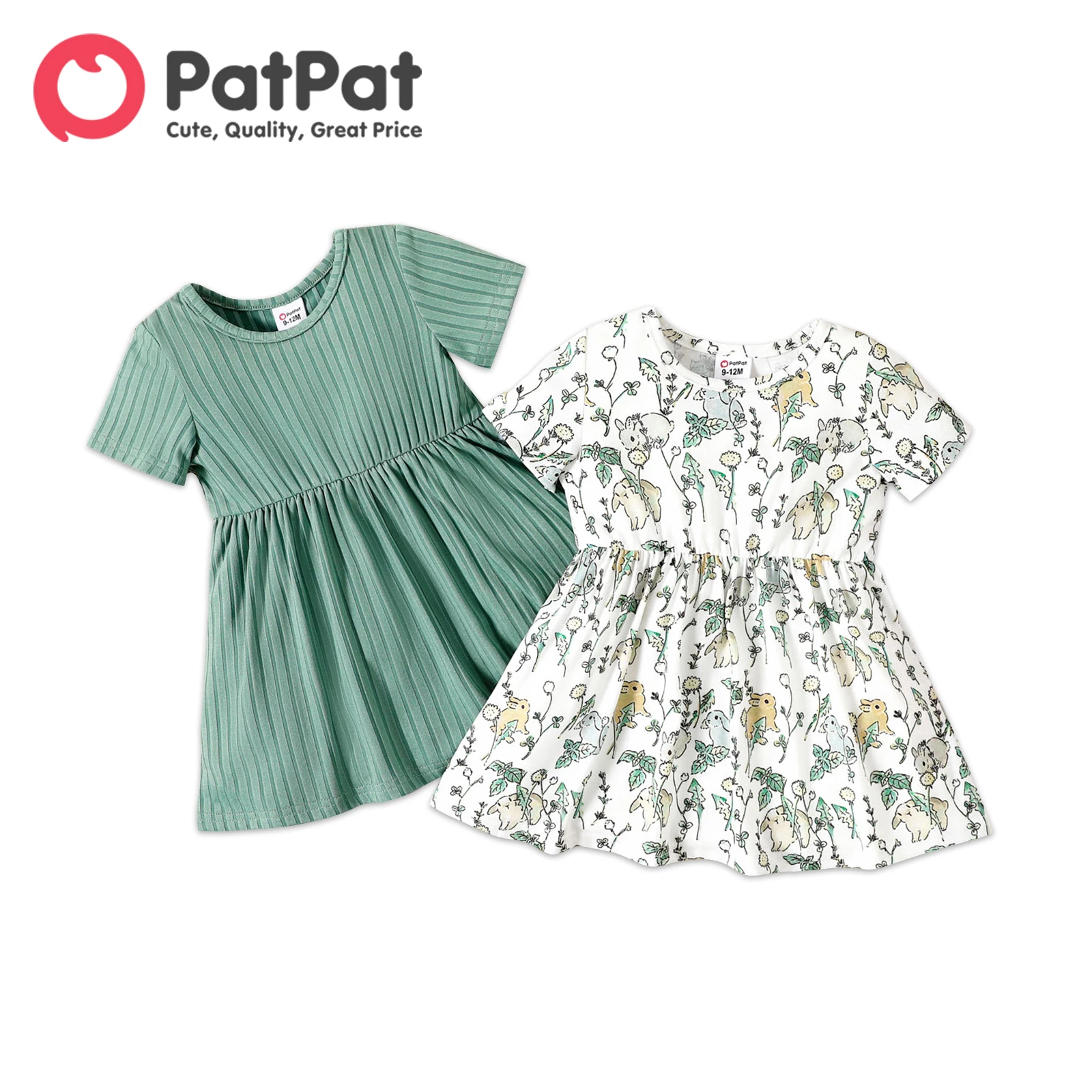 

Платье с коротким рукавом и принтом кролика