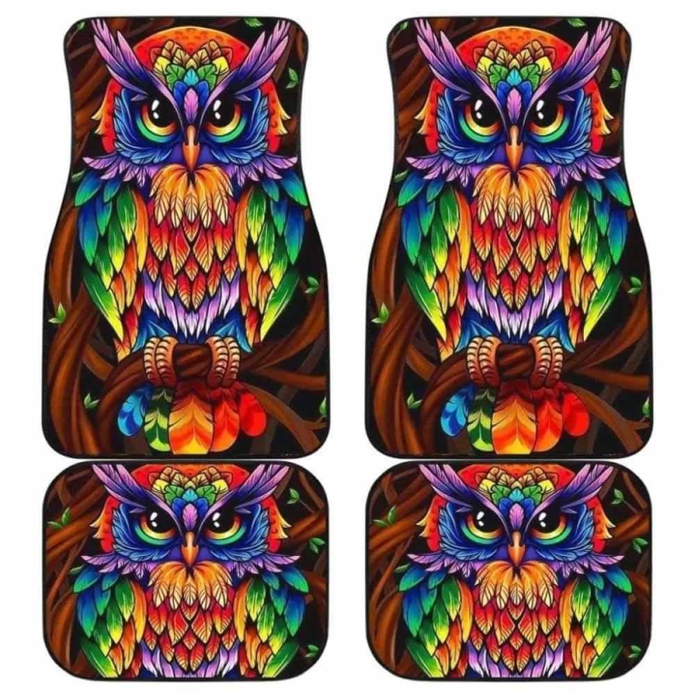

Owl Printed Universal Car Front Rear Floor Mats Anti-Slip Car Mat Carpet Heavy Duty Rubber Protection